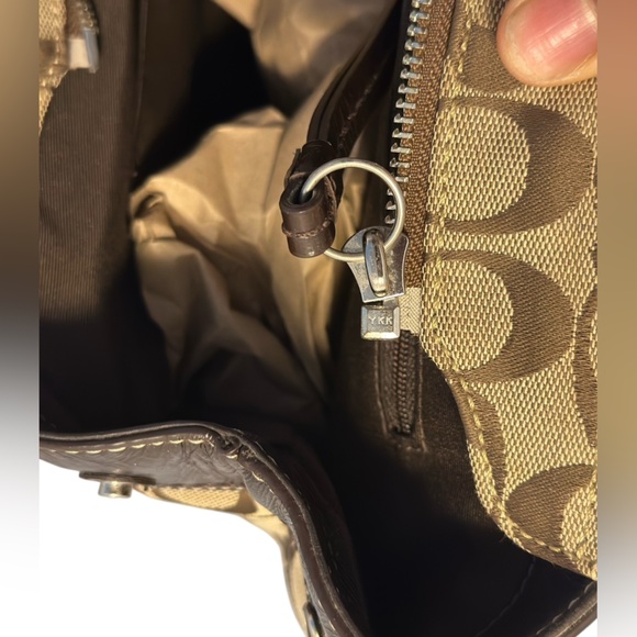 Coach Tan and Brown Signature  Canvas Shoulder Bag - Picture 7 of 17